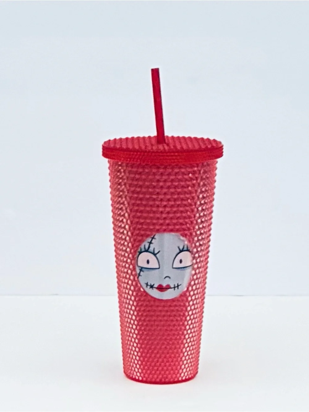 Nightmare Before Christmas Sally Tumbler Studded Cup Textured Red Lid Straw